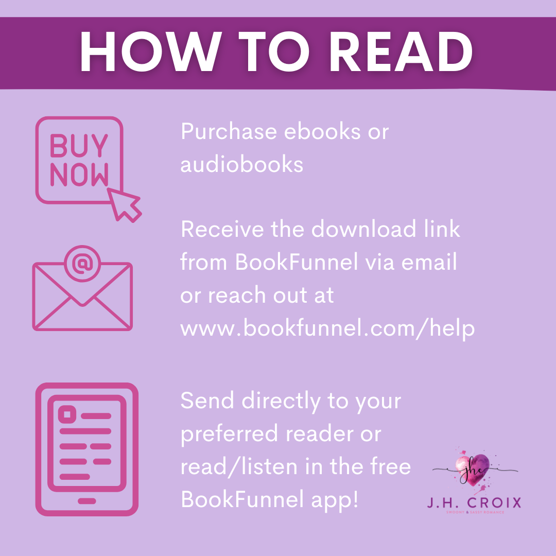 Instructions for purchasing and accessing ebooks and audiobooks via BookFunnel, colorful infographic.